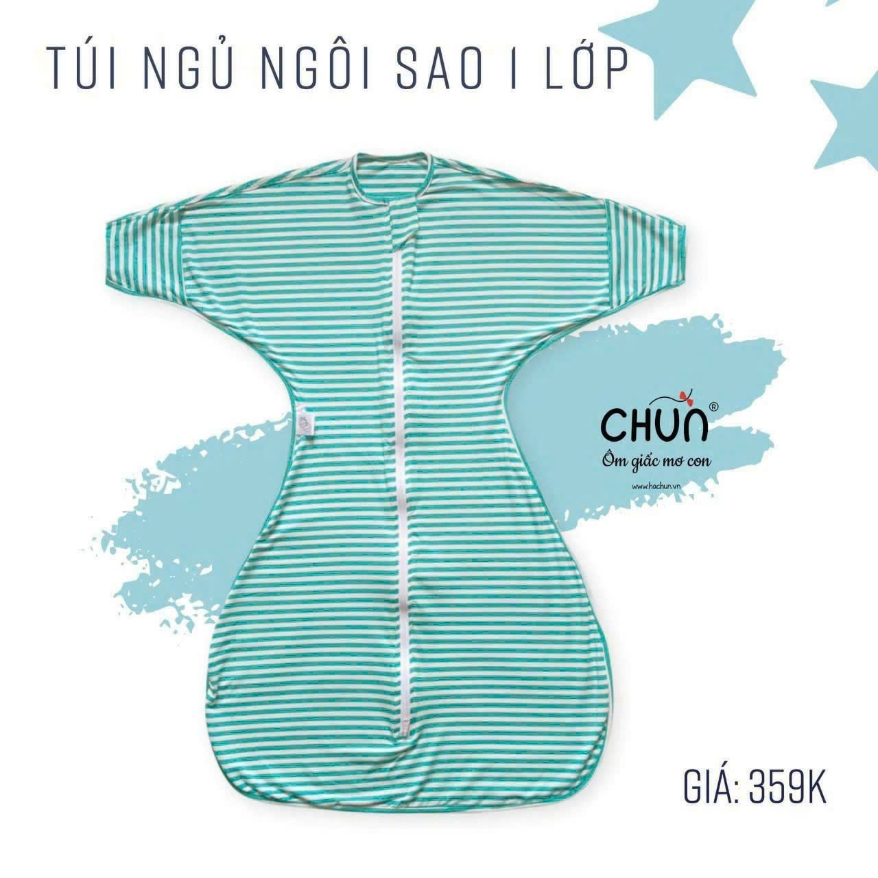 Túi ngủ chũn cocoon hình sao mẫu hè giúp bé ngủ ngon, an toàn