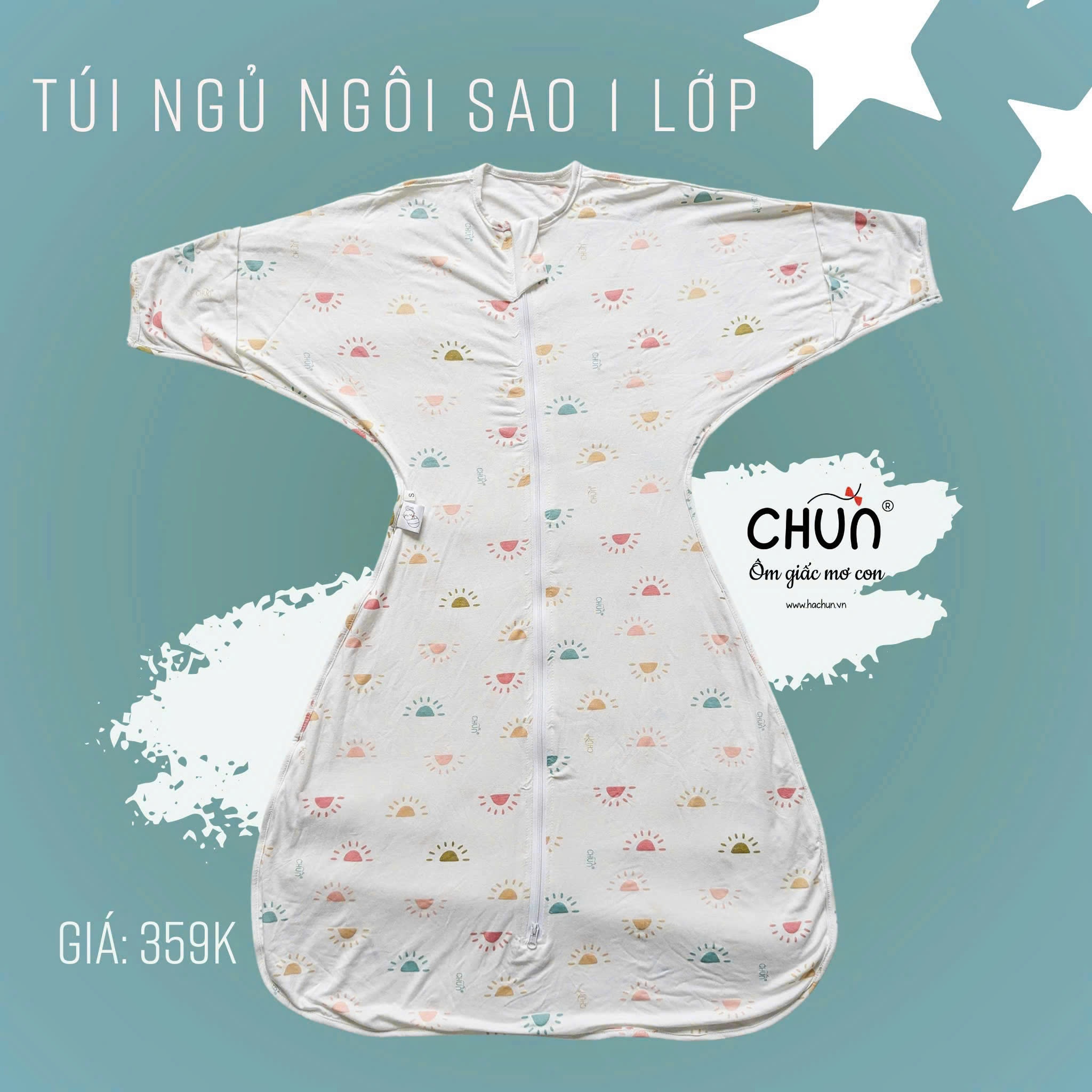 Túi ngủ chũn cocoon hình sao mẫu hè giúp bé ngủ ngon, an toàn
