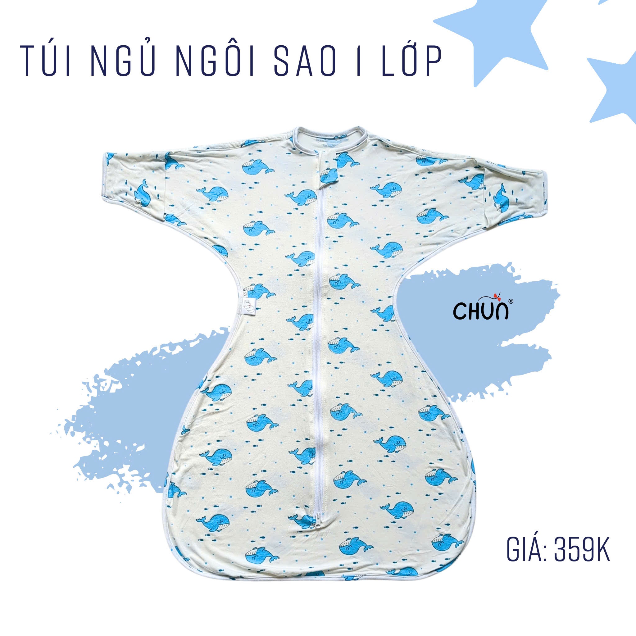 Túi ngủ chũn cocoon hình sao mẫu hè giúp bé ngủ ngon, an toàn
