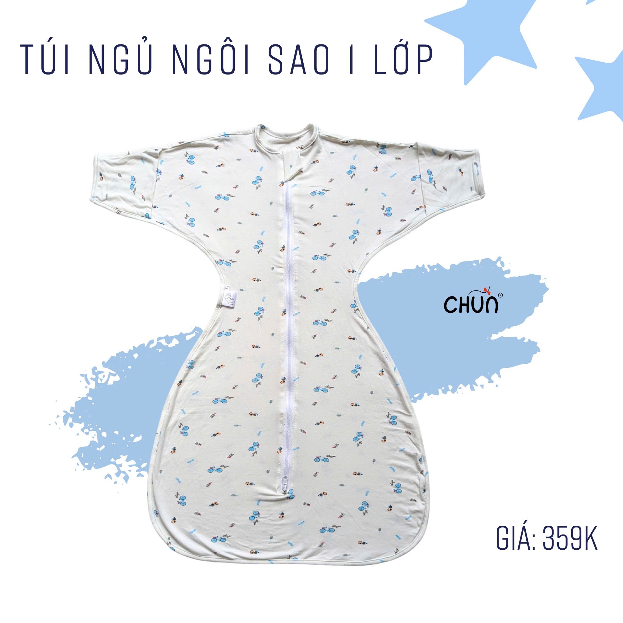 Túi ngủ chũn cocoon hình sao mẫu hè giúp bé ngủ ngon, an toàn
