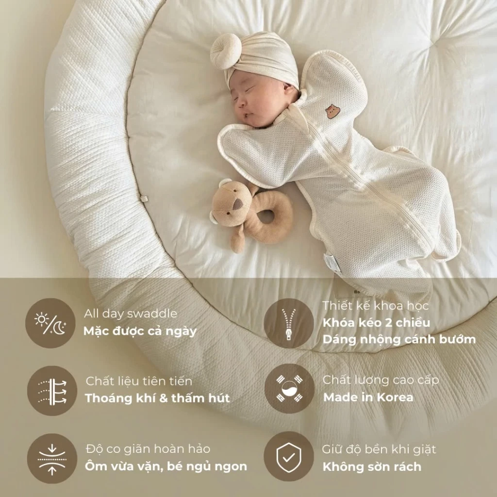 Nhộng Chũn Dotori Vải Co Giãn Thoáng Khí - Hàn Quốc (Vải Airmesh - Bamboo)