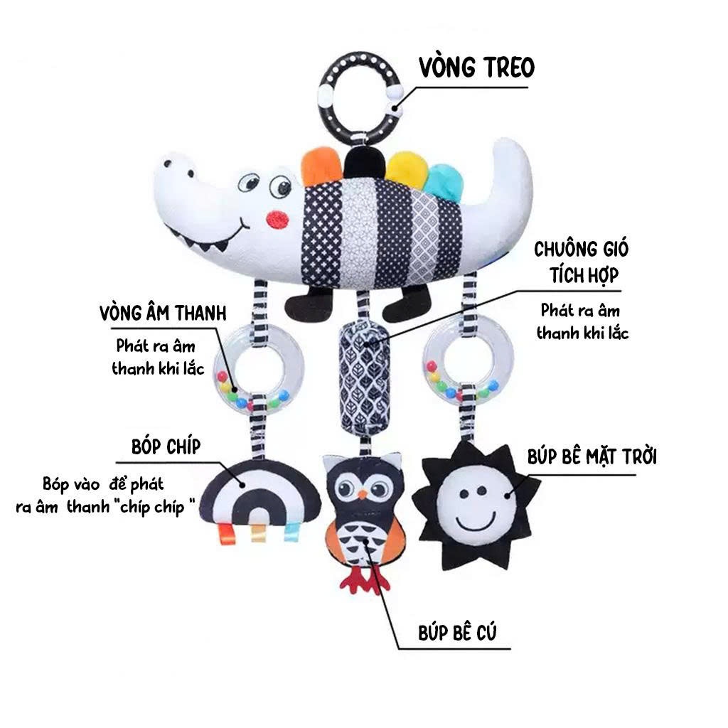 Lục lạc treo nôi vải Pipo - Hình cá sấu (Xúc xắc,DC KTTG)