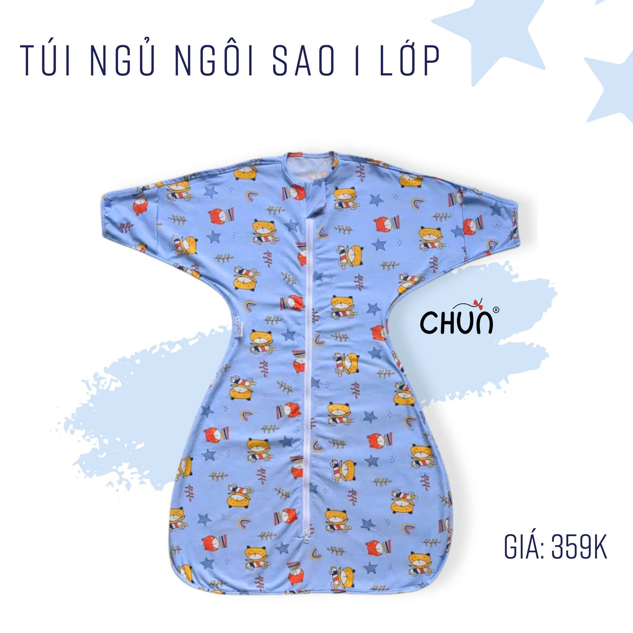 Túi ngủ chũn Cocoon hình sao mẫu hè giúp bé ngủ ngon, an toàn