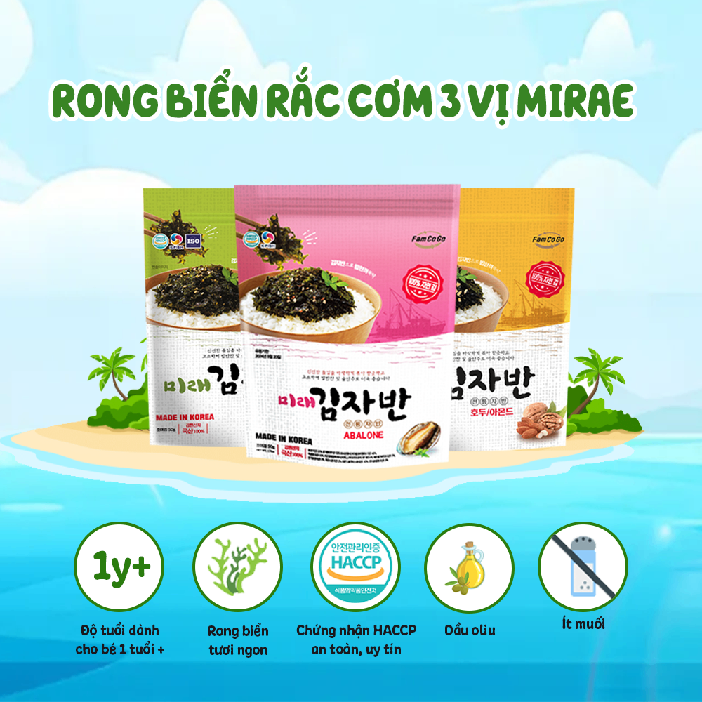 Rong biển rắc cơm Hàn Mirae 50g nhiều vị