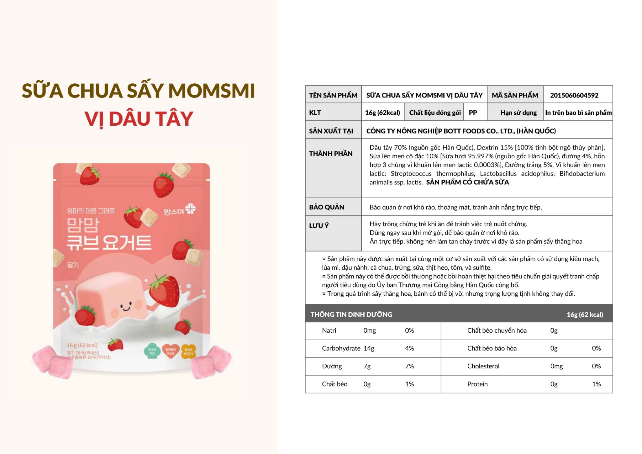 Sữa chua sấy lạnh Mom's mi 16g nhiều vị