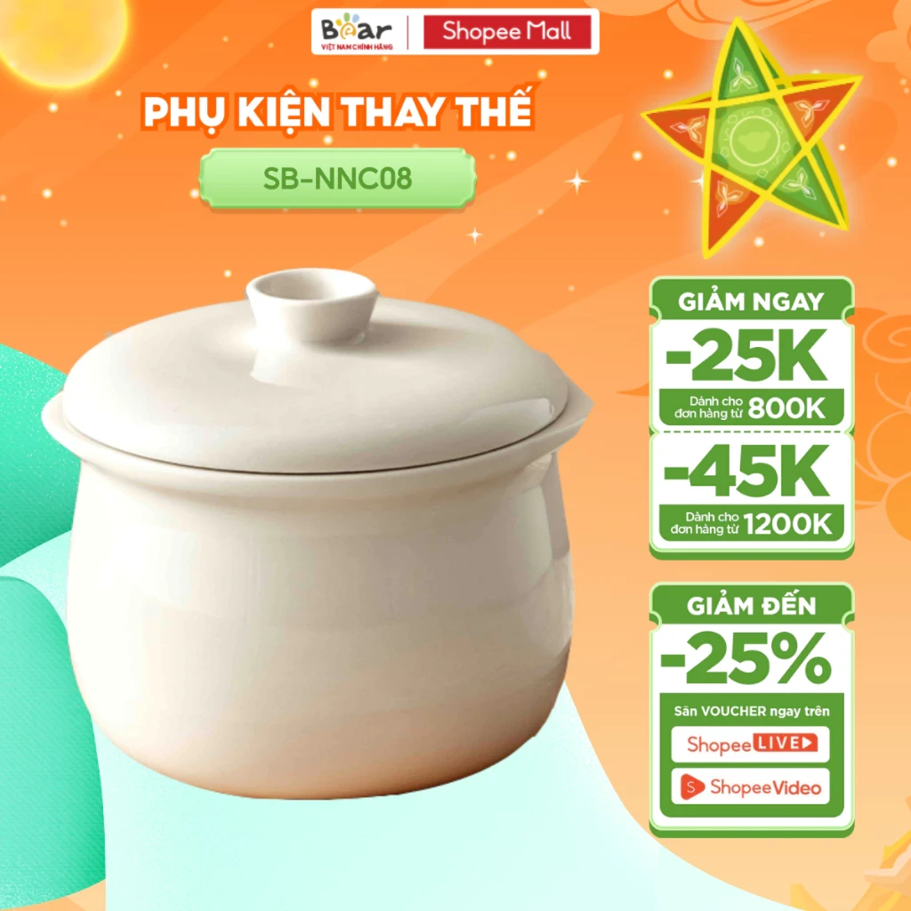 Phụ Kiện Nắp Thố và Thân Thố Sứ Nồi Nấu Chậm 0,8L