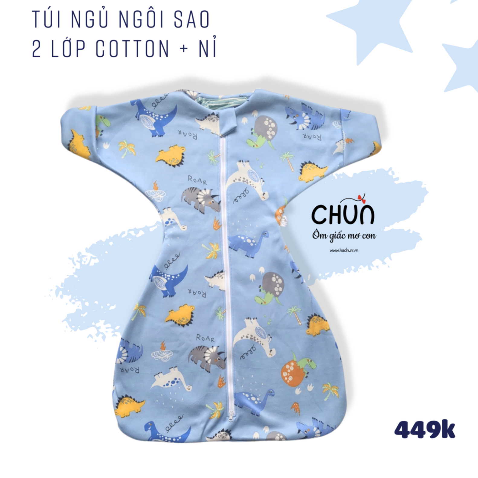 Túi ngủ chũn Cocoon hình sao mẫu ĐÔNG giúp bé ngủ ngon, an toàn