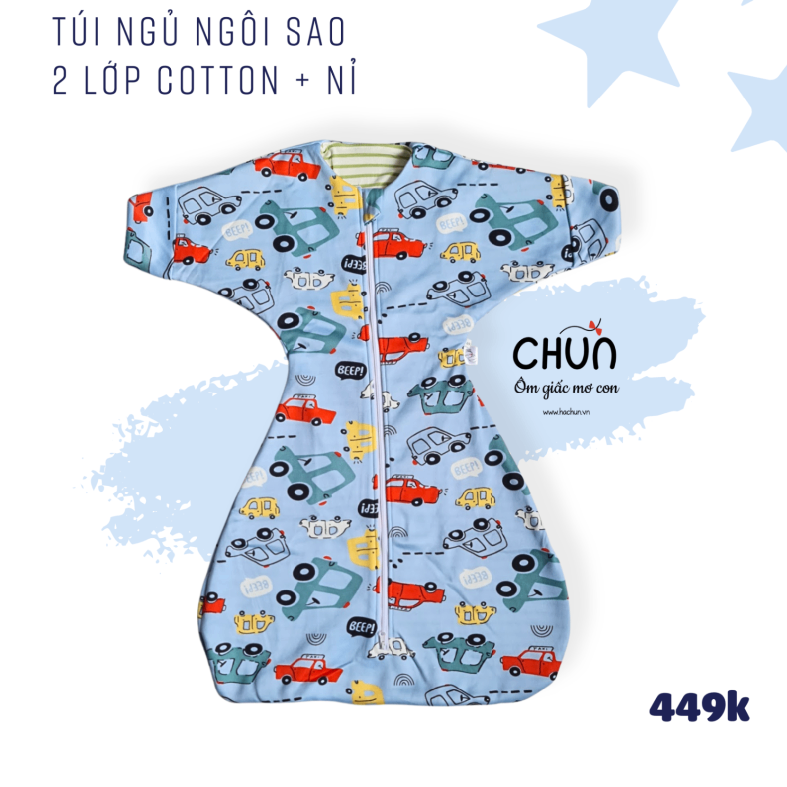 Túi ngủ chũn Cocoon hình sao mẫu ĐÔNG giúp bé ngủ ngon, an toàn