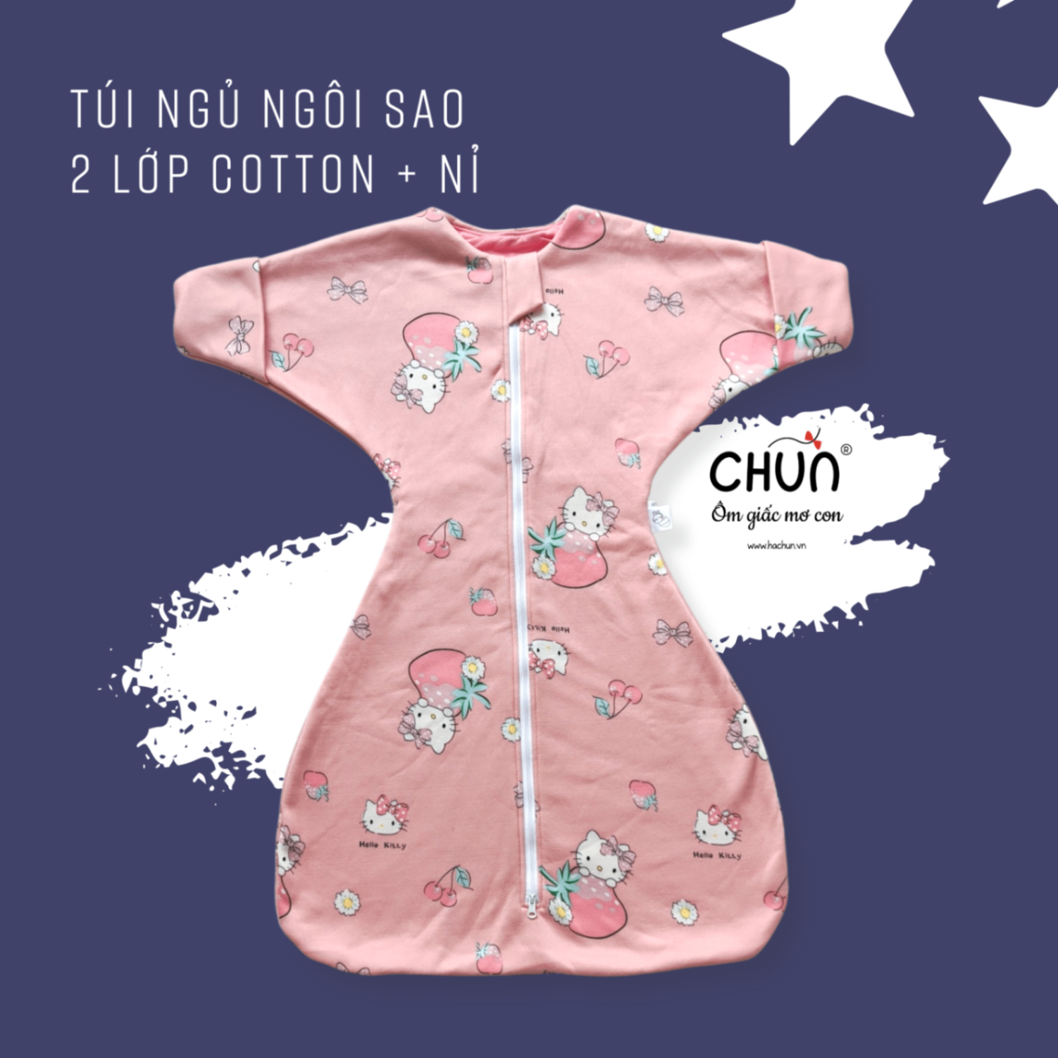 Túi ngủ chũn Cocoon hình sao mẫu ĐÔNG giúp bé ngủ ngon, an toàn