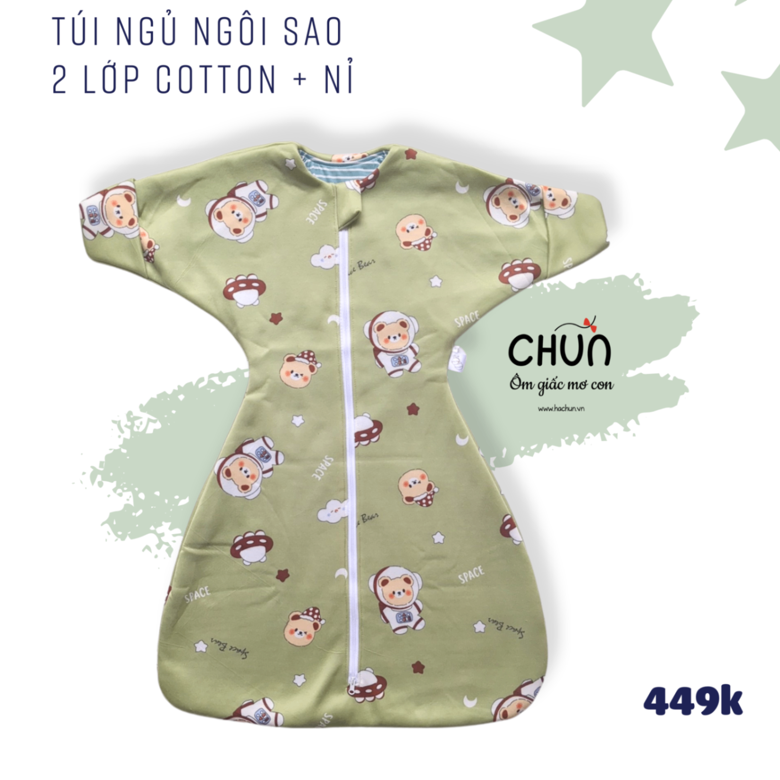 Túi ngủ chũn Cocoon hình sao mẫu ĐÔNG giúp bé ngủ ngon, an toàn