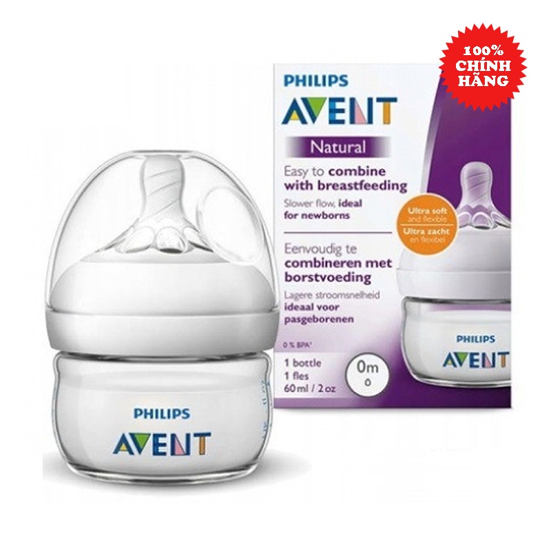 [HÀNG THANH LÝ] Bình sữa Avent PP 60ml Đơn - Nguyên Hộp [100% Chính Hãng]