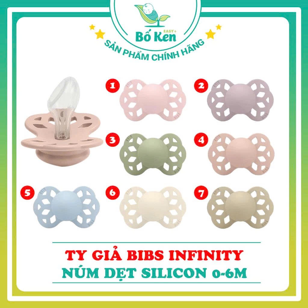 Ty ngậm núm dẹt Silicone BIBS Infinity