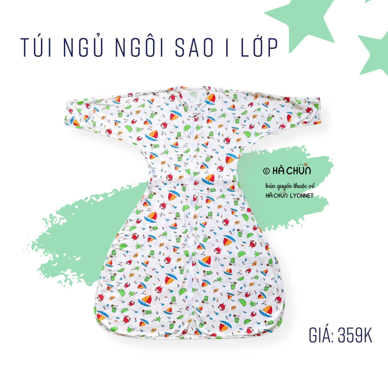 Túi ngủ chũn Cocoon hình sao mẫu hè giúp bé ngủ ngon, an toàn