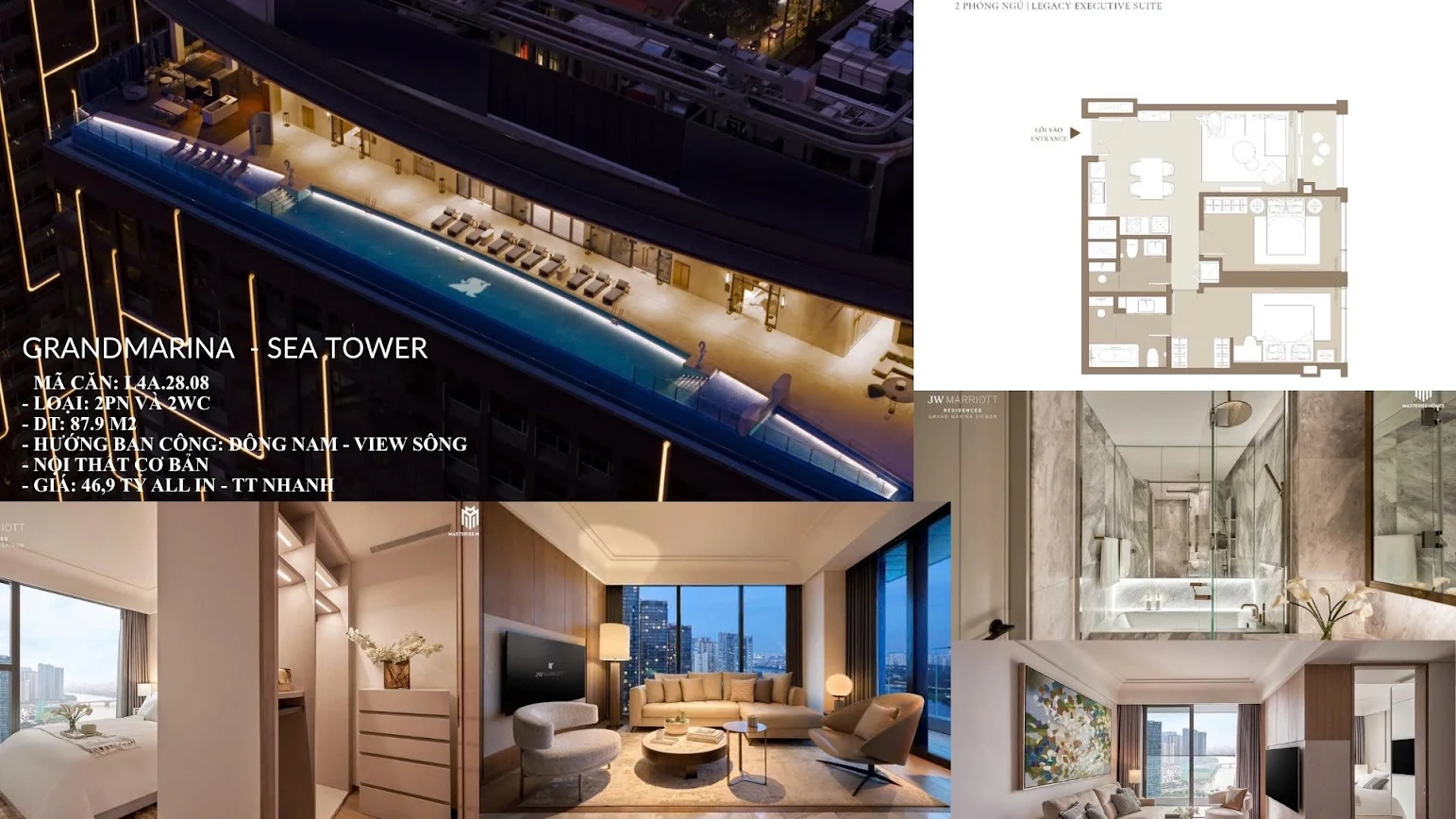 Sea Tower Grand Marina Saigon – 2 Bedrooms Apartment for Sale in District 1 – D1AS1028