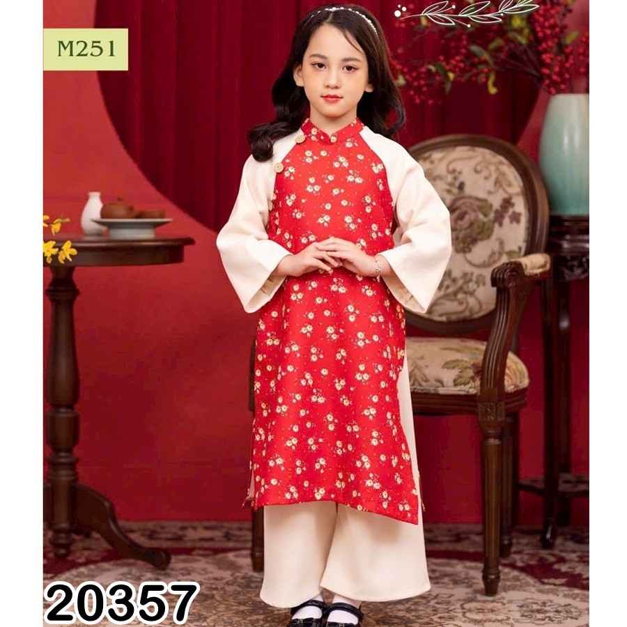 ÁO DÀI NHUNG HOA 20357