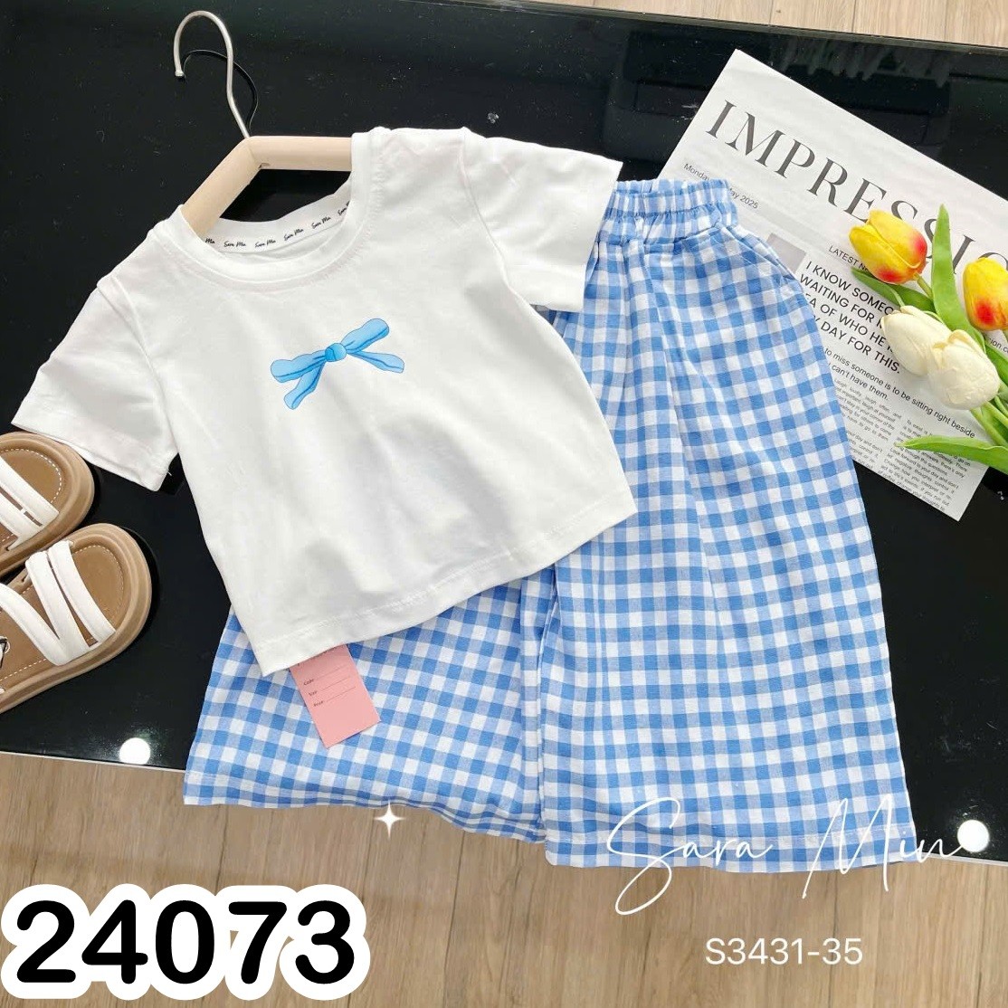 SET NƠ CARO XANH 24073