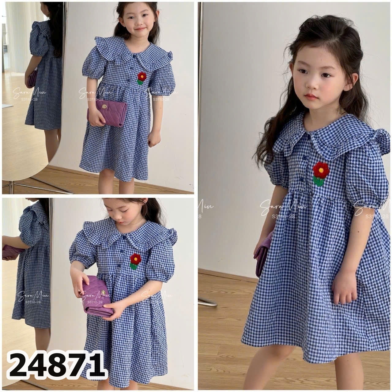ĐẦM CARO CỔ SEN 24871