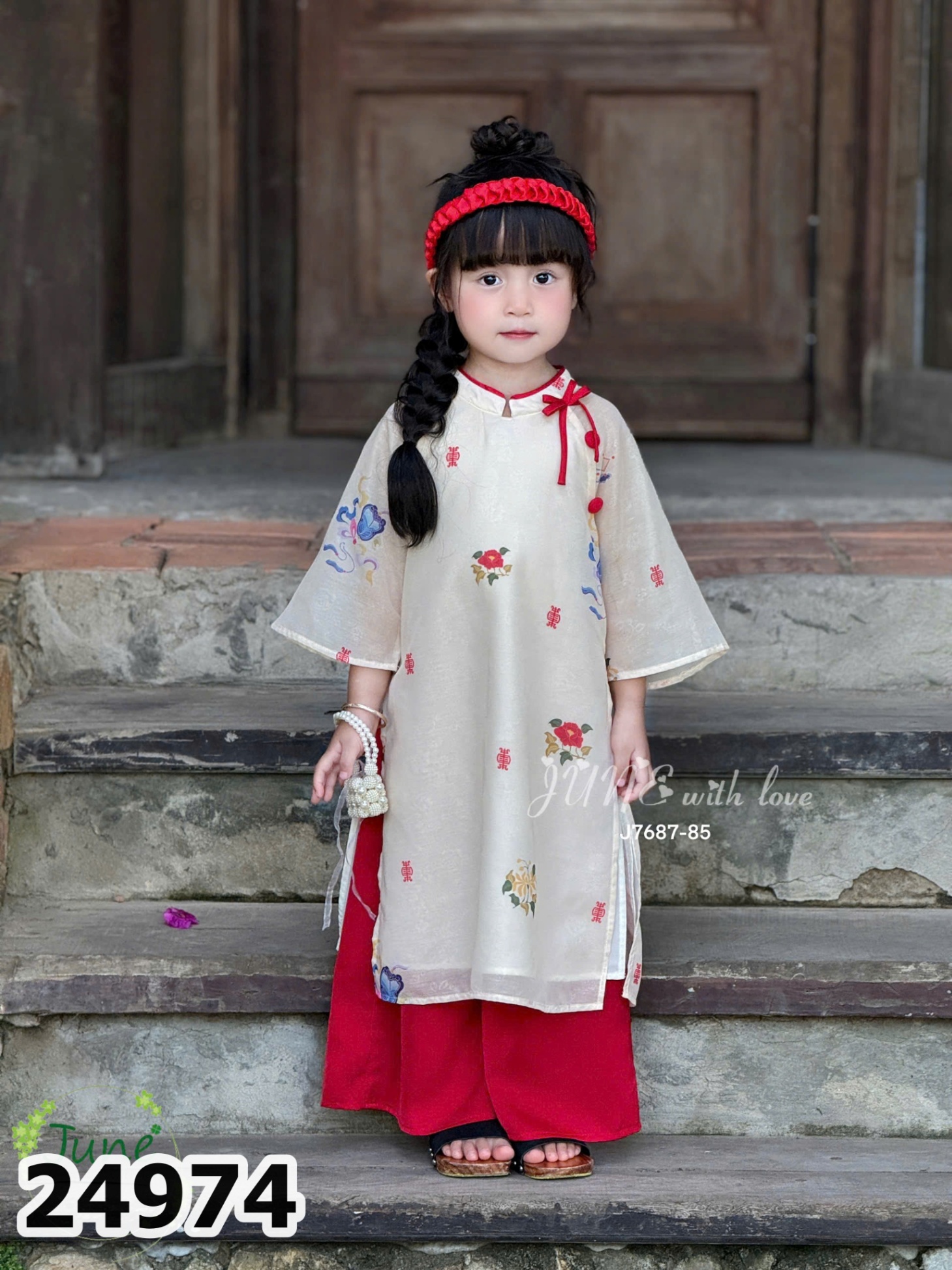 ÁO DÀI TƠ HOA 24974