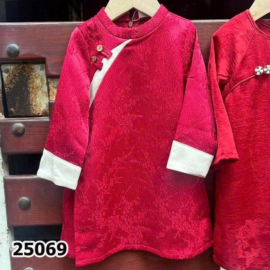 ÁO DÀI LỤA ĐỎ 25069
