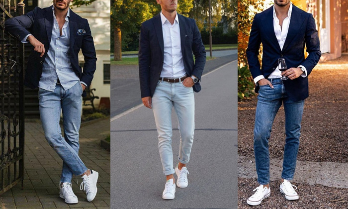 Phối áo vest hoặc blazer cùng outfit áo sơ mi và quần jeans