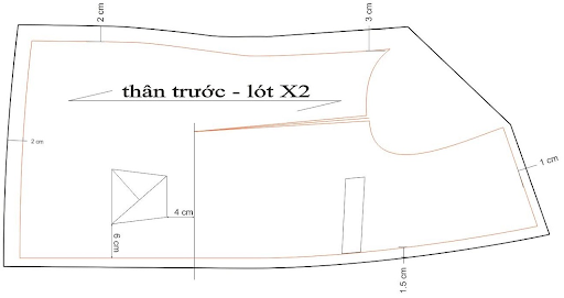 Số đo và kích thước cụ thể để cắt may thân trước áo vest