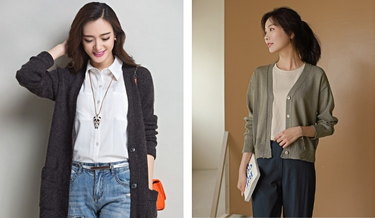 Mix quần jeans dài cùng áo cardigan