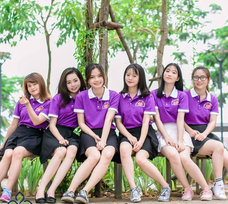 Áo đồng phục màu tím teambuiding