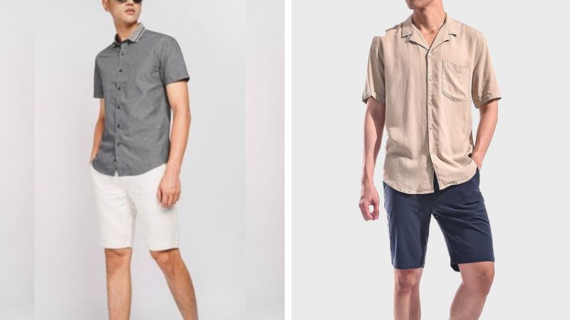 Cách phối áo sơ mi nam với quần short