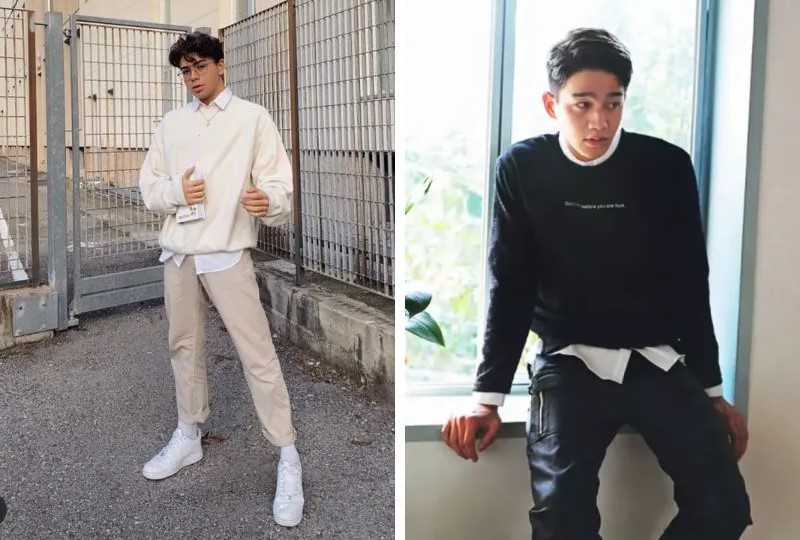 Phối áo sơ mi nam với sweater