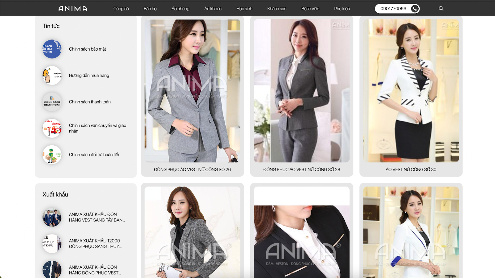 Các mẫu áo vest nữ có sẵn tại website của Anima