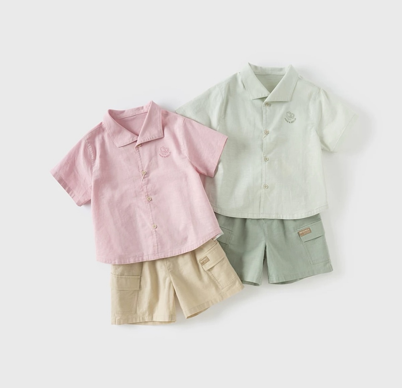 Bộ sơ mi hồng xanh linen DB2252421