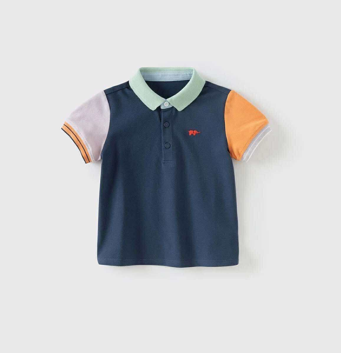 Áo polo xanh tay vàng tím DB2252352