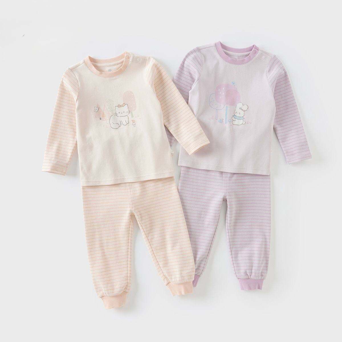 Bộ Đồ Ngủ Dài Tay Bé Gái Cotton Mềm Mại – Họa Tiết Thú Dễ Thương DB4243643