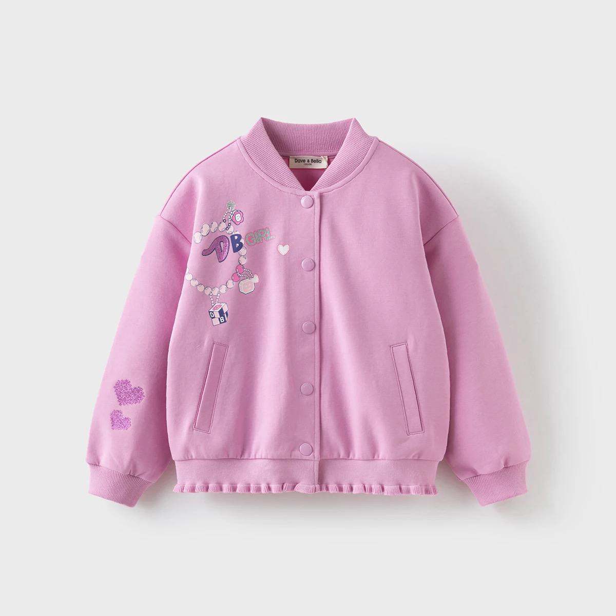 Áo Khoác Bomber Nỉ Cho Bé Gái (Màu Hồng Pastel) DK1250867