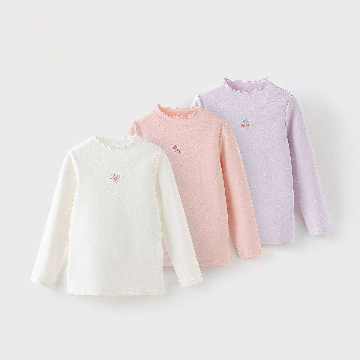 👗 Áo giữ nhiệt bé gái tay dài cổ bèo thêu hình dễ thương – Chất cotton mềm mịn, mặc siêu thoải mái DK4243625