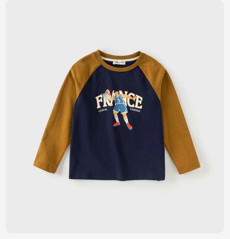 Áo thun dài tay bé trai Dave & Bella 100% Cotton - Mẫu Thu 2025 phối màu cá tính cho bé lớn DK3252962