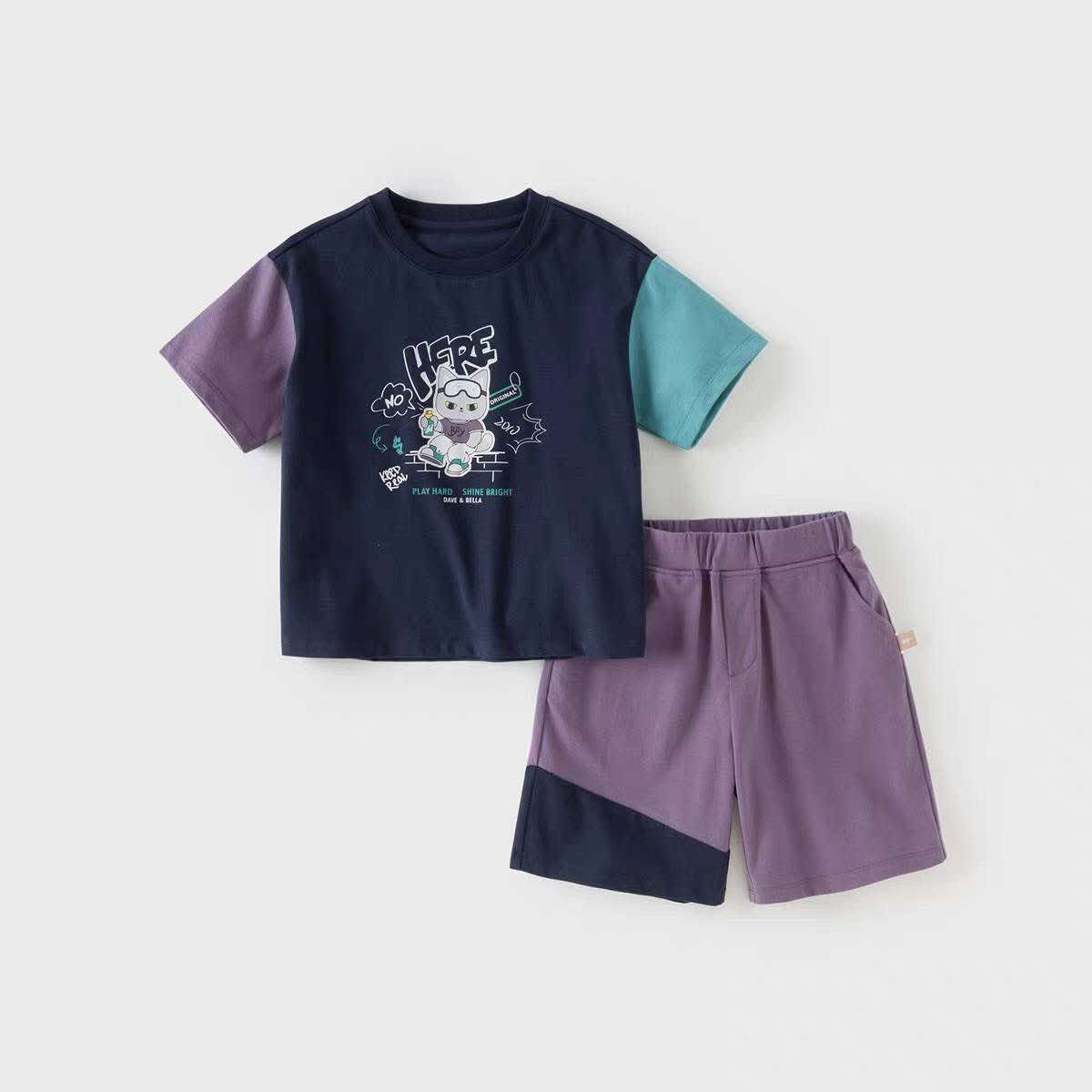 Áo polo chữ Dave Bella màu tím DB2261599