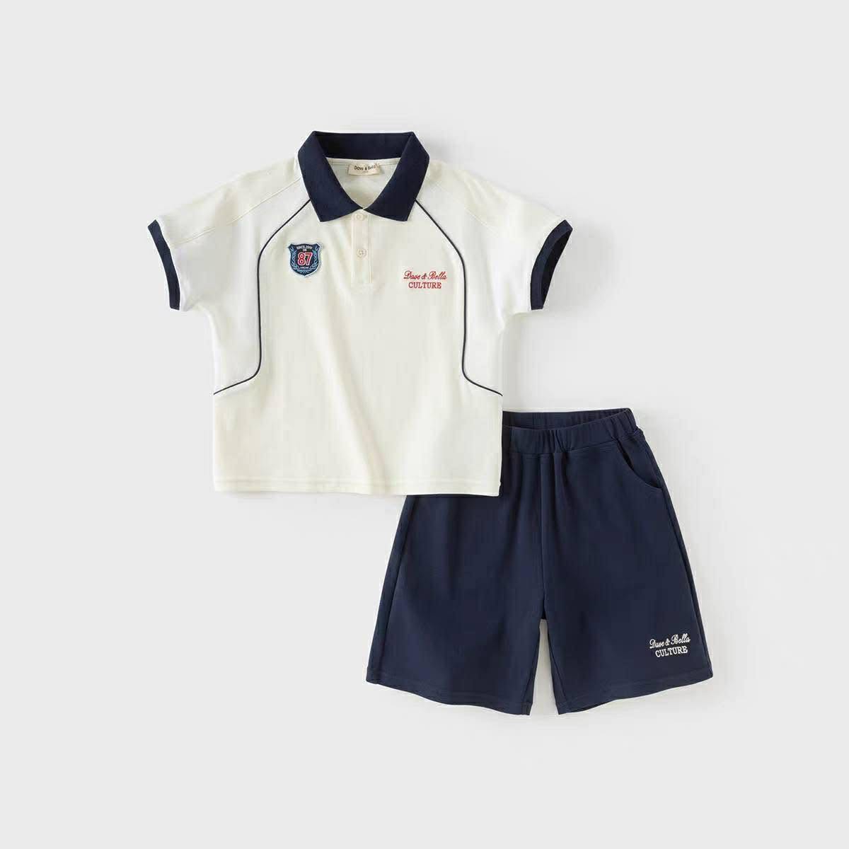 Bộ polo áo trắng quần xanh đen Dave Bella 2026 DK2261796