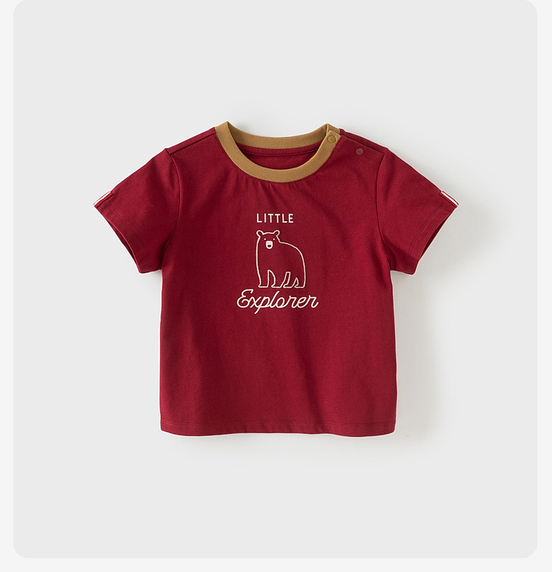 Dave&Bella Áo Thun Tay Ngắn Cho Trẻ Em Mới 2026 Áo Lót Cotton Nguyên Chất Cho Bé Trai Trang Phục Mùa Hè Loại A DB2260687