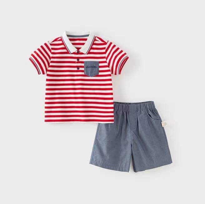 Set polo kẻ đỏ xuân hè 2026 DB2262033