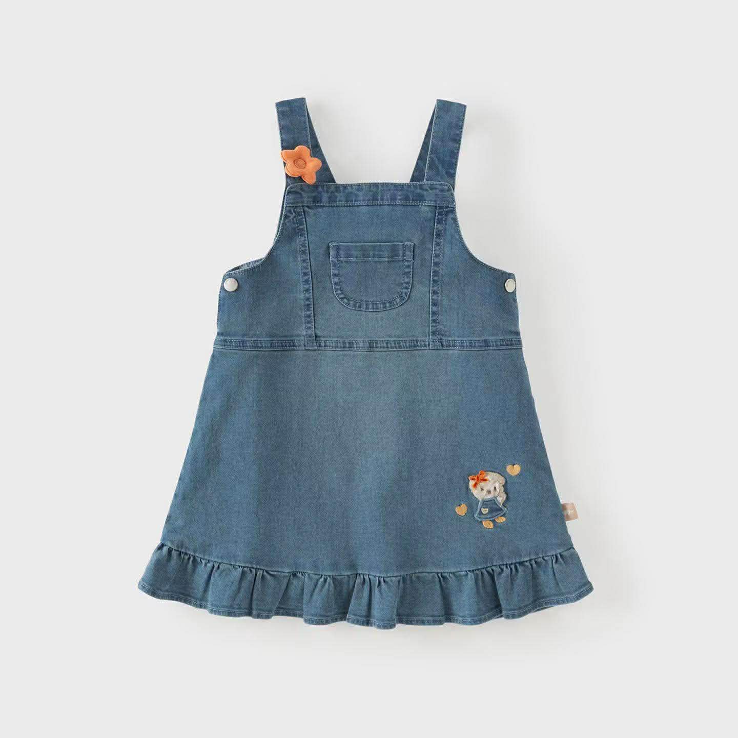 Váy yếm bò bé gái Dave & Bella 2026 mẫu mới, váy denim cho bé gái DB3263006