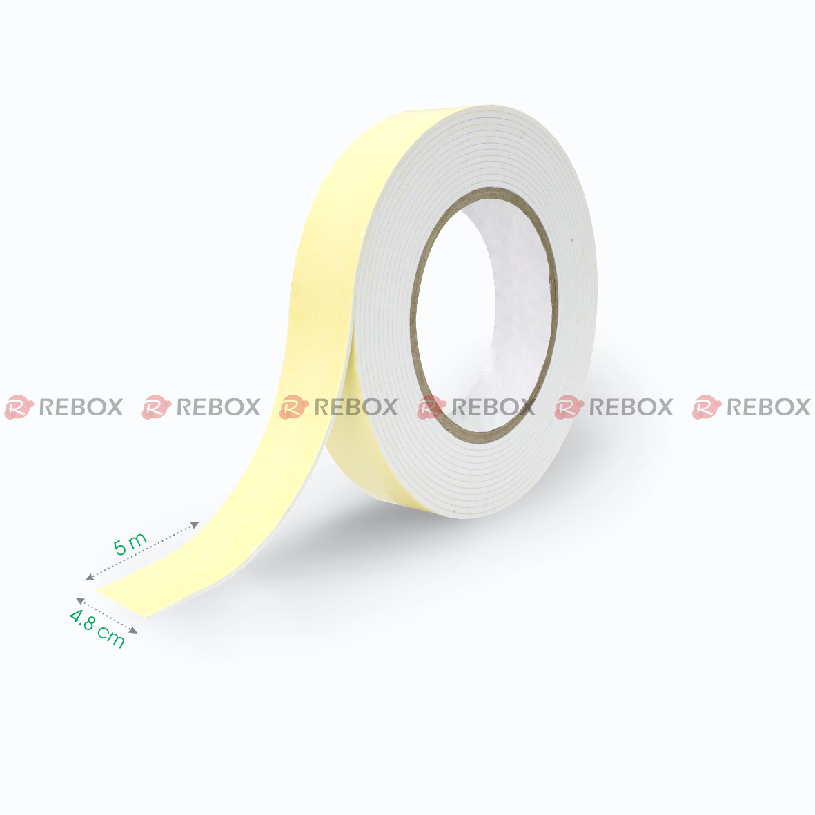 RBK7B - Băng keo 2 mặt xốp vàng - Khổ 4.8cm x 5m - Lõi 3x76 mm - 5 cuộn/ cây