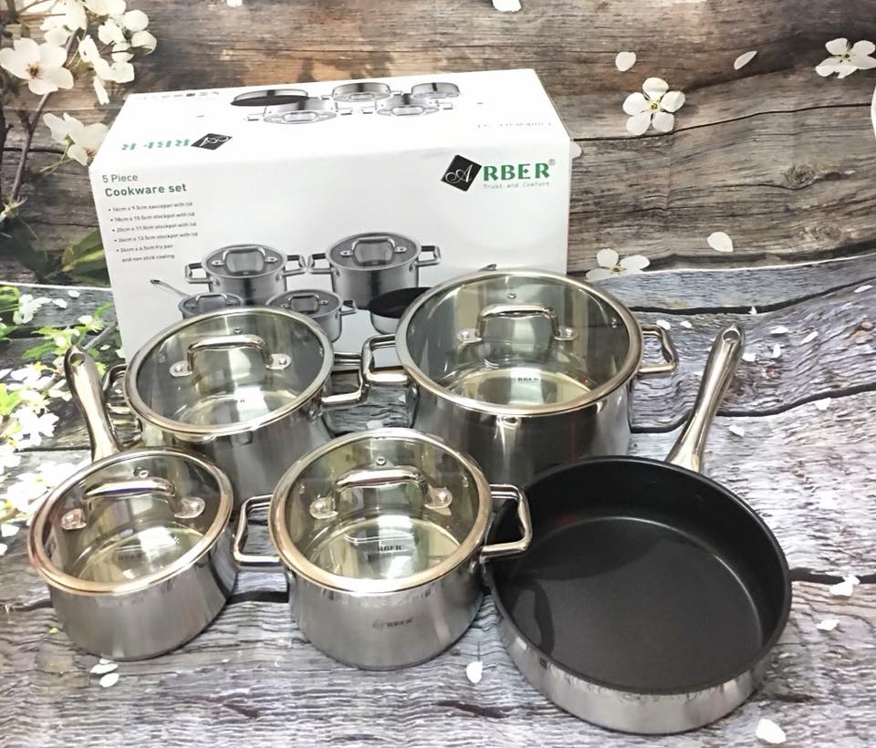 SALE: Bộ 5 nồi chảo Arber chính hãng Đức (mã 0302)