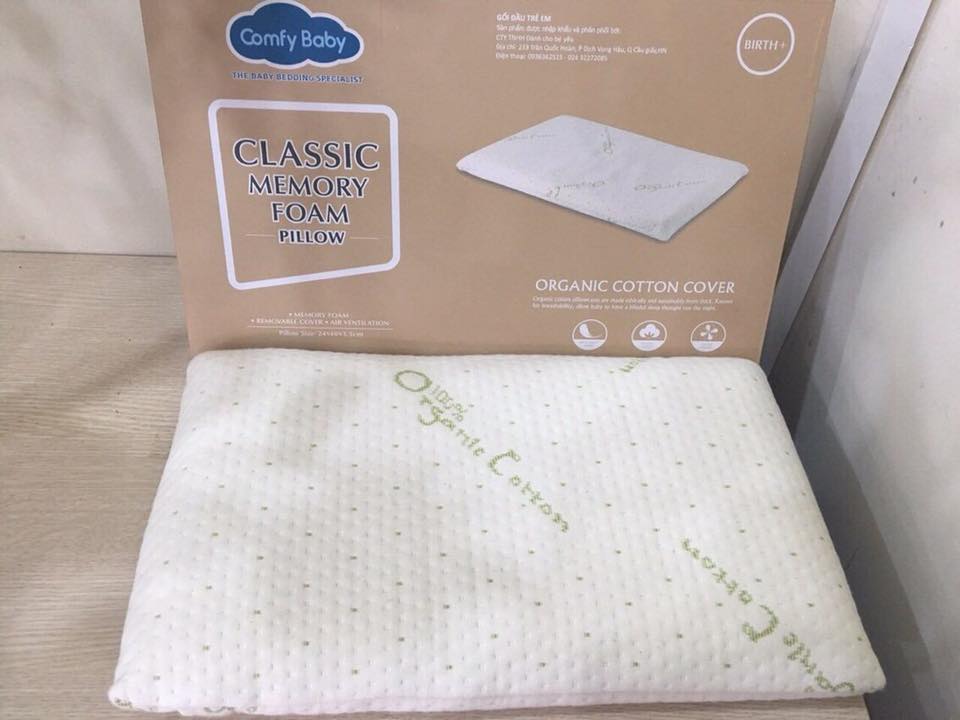 Gối Memory Foam sợi cotton organic chống ngạt Comfy Baby  (mã 0065)