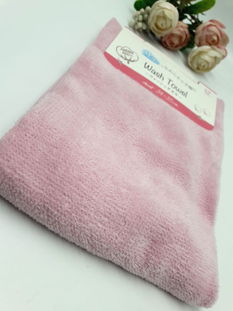 Khăn mặt mềm mịn 100% cotton (màu hồng) 34x35cm (mã 0833)