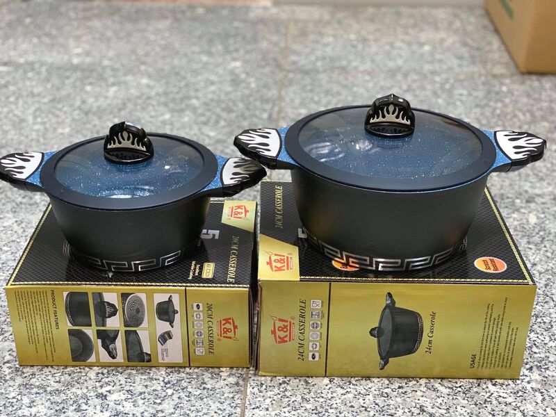 Nồi chống dính vân đá xanh K&I (xuất Đức) size 24cm mẫu núm lửa (mã 2090)