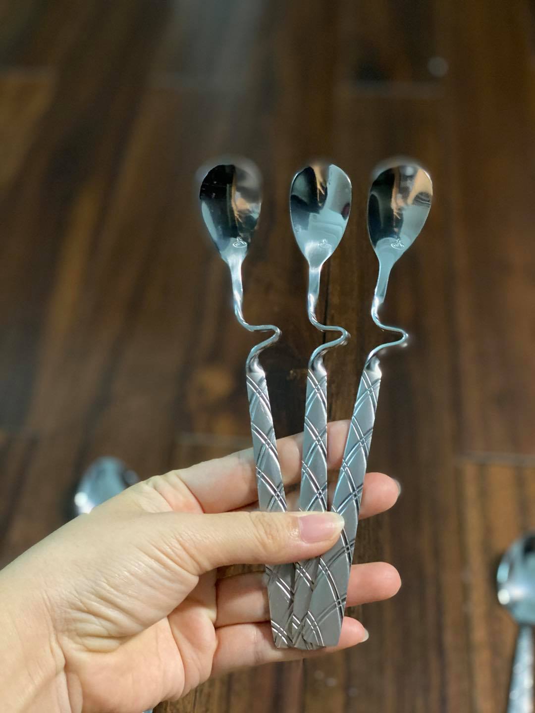 Set 10 Thìa quấy nước inox cán caro Royalty Line