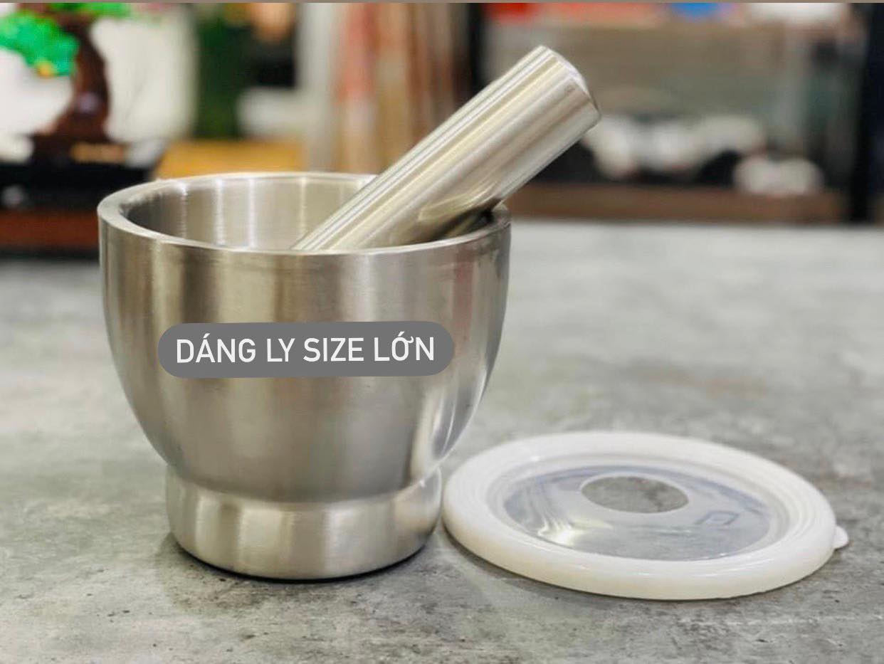 Bộ chày cối inox 304 - dáng ly cỡ lớn