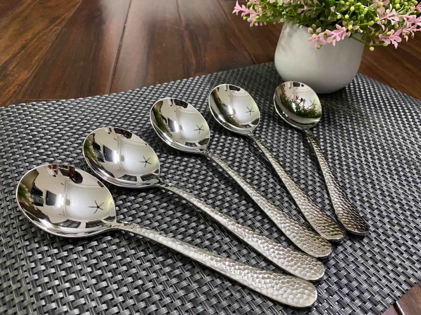 Set 5 thìa inox xuất Đức da rắn - đẫu tròn
