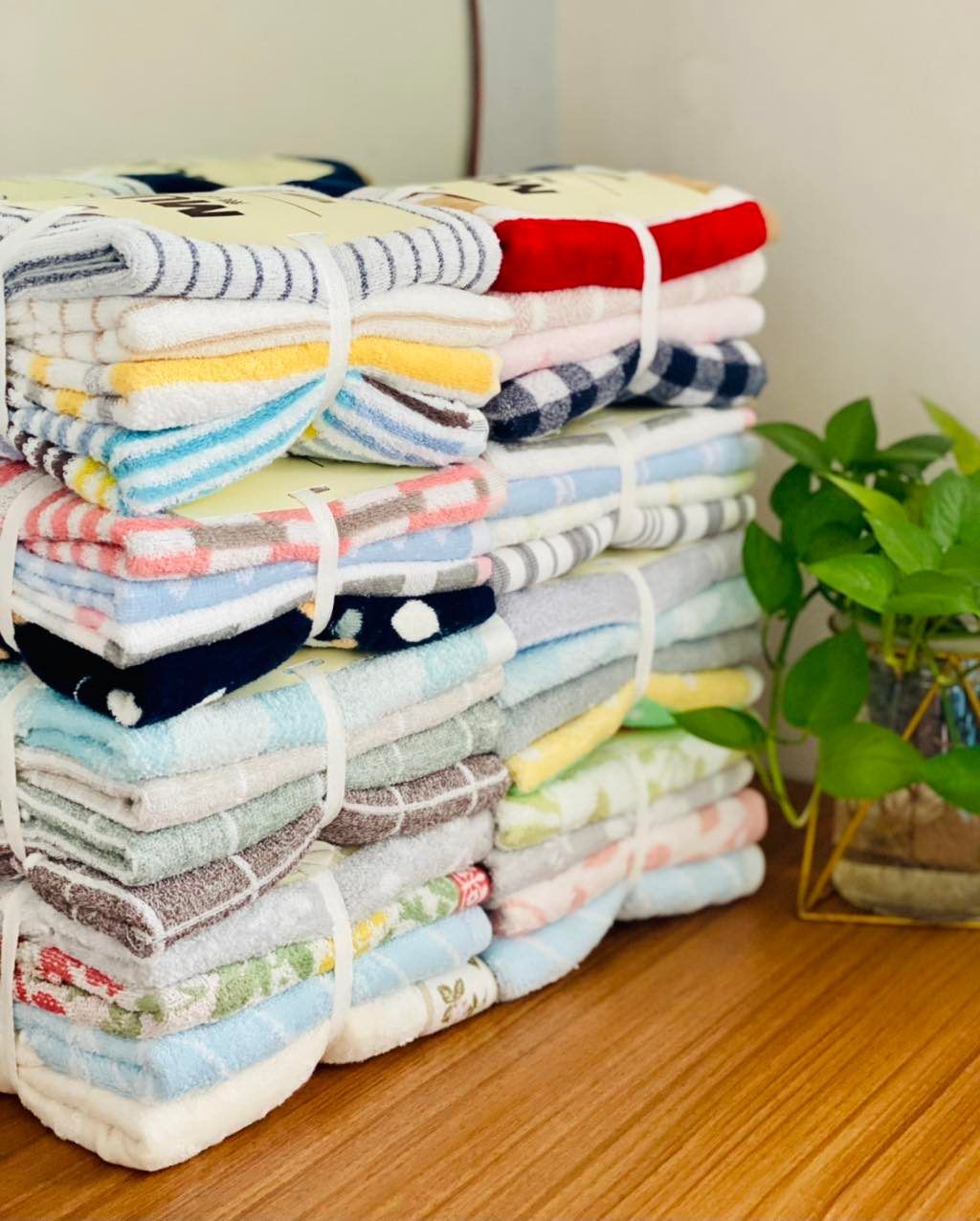 Set 4 khăn gội cotton Muji Nhật Bản 34x80cm